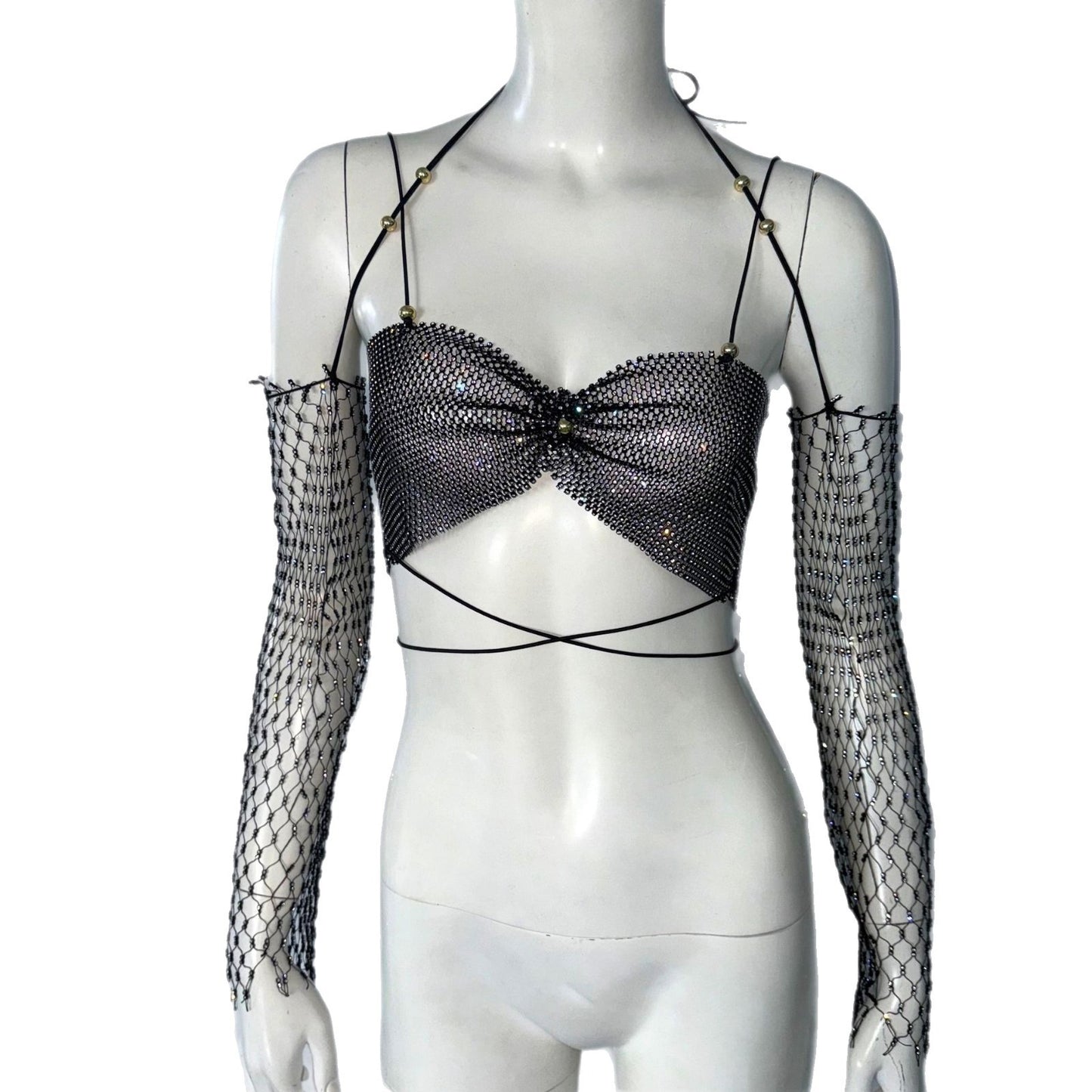 Women's Tops With Narrow Straps Oversleeves Two-piece Set