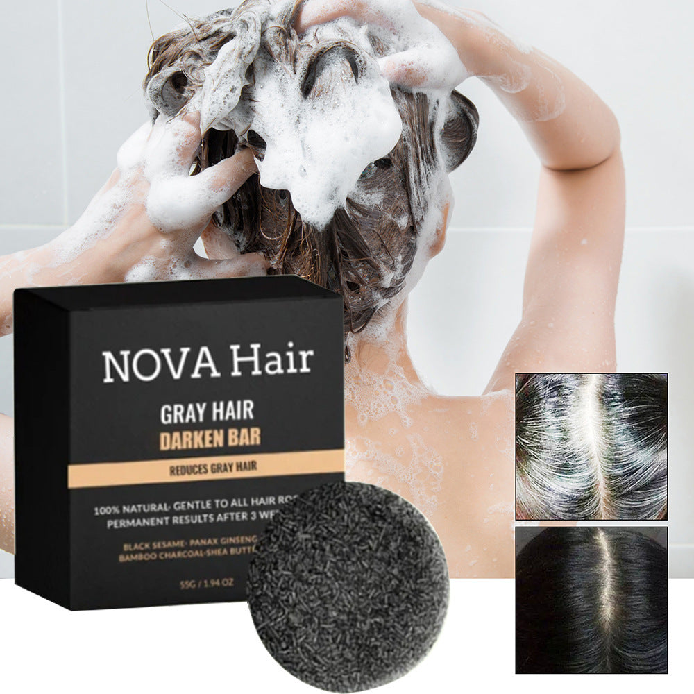 Black Hair Repair Soap – Dark Hair Enhancer with Charcoal, Ginseng, Sesame Oil & Vitamin E