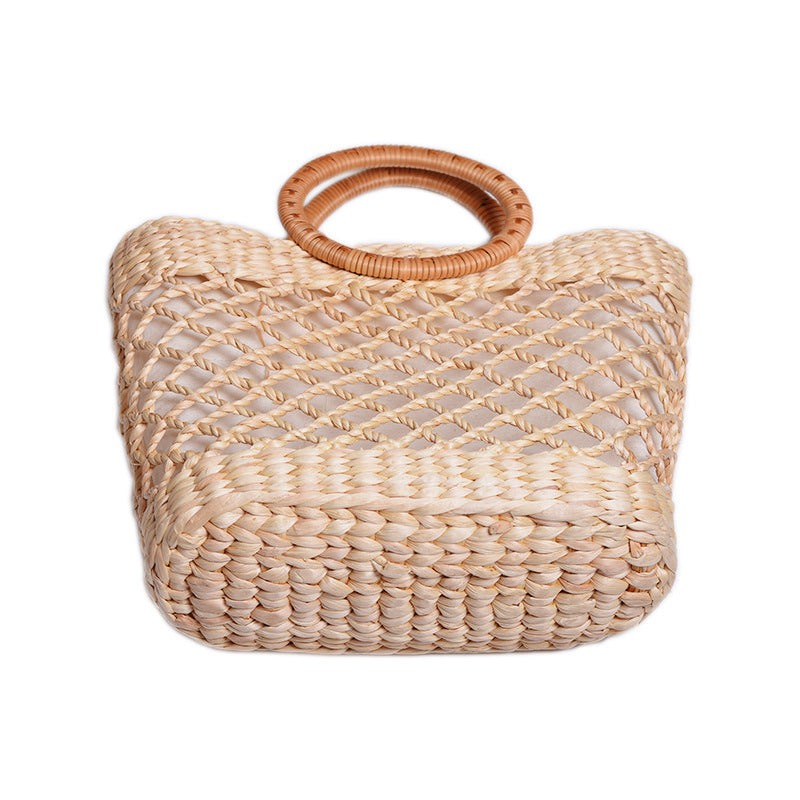 Handmade Rattan Straw Bag – Handwoven Square Net Design – Available in Trumpet (20x6x22 cm) & Large (22x8x24 cm) Sizes