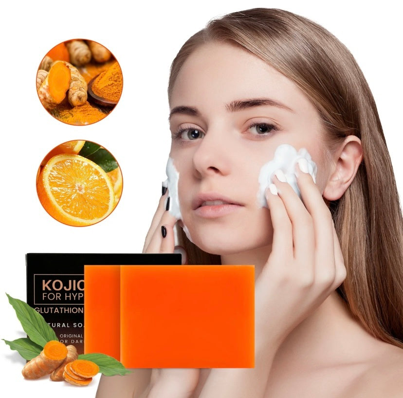 Turmeric & Vitamin C Kojic Acid Soap – Organic Kojie San 135g Bar for Dark Spots & Radiant Skin