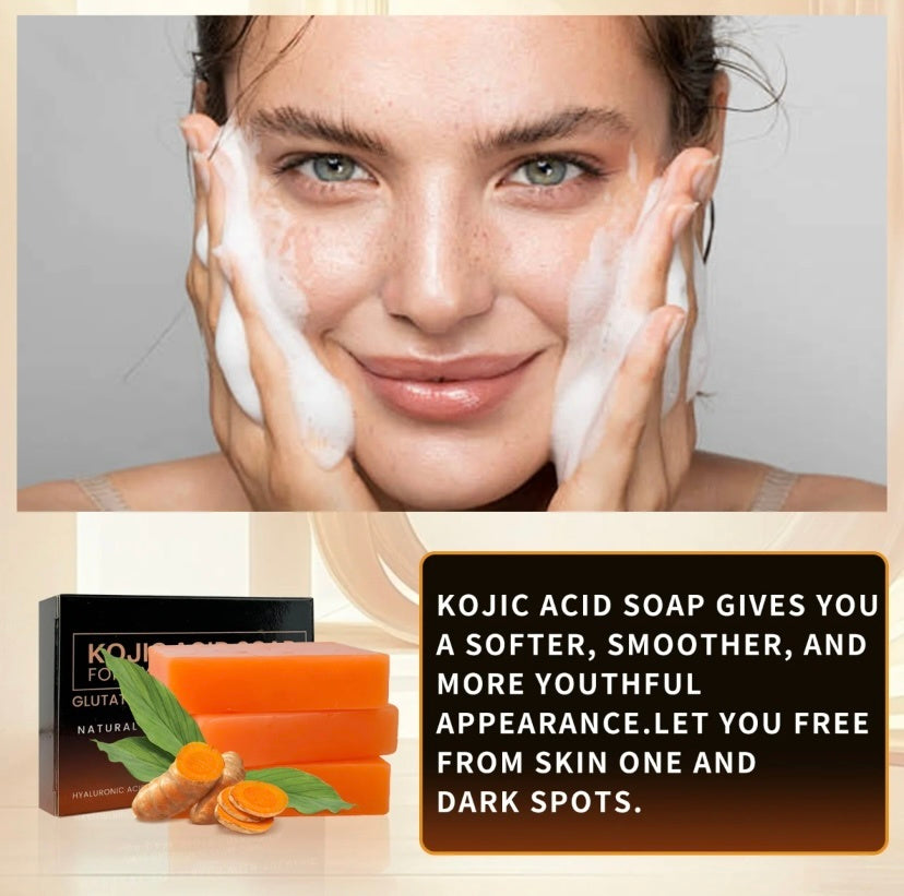 Turmeric & Vitamin C Kojic Acid Soap – Organic Kojie San 135g Bar for Dark Spots & Radiant Skin