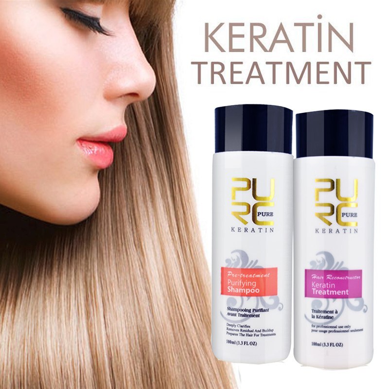 Keratin Hair Treatment & Purifying Shampoo – Straightens, Repairs & Smooths Damaged Hair