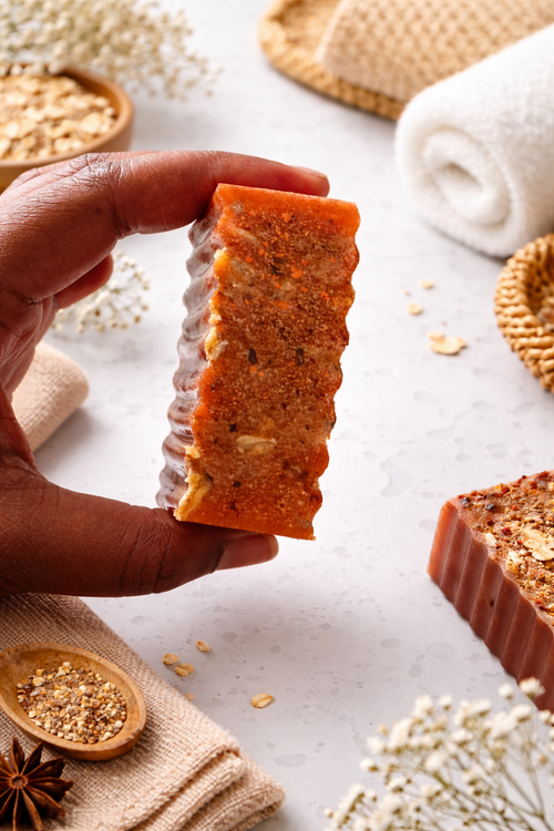 Aisiki Luxury Cinnamon Handmade Soap | Medium Organic Shea Butter, Oat & Glycerin Moisturizing Bar for Natural Skin Wellness