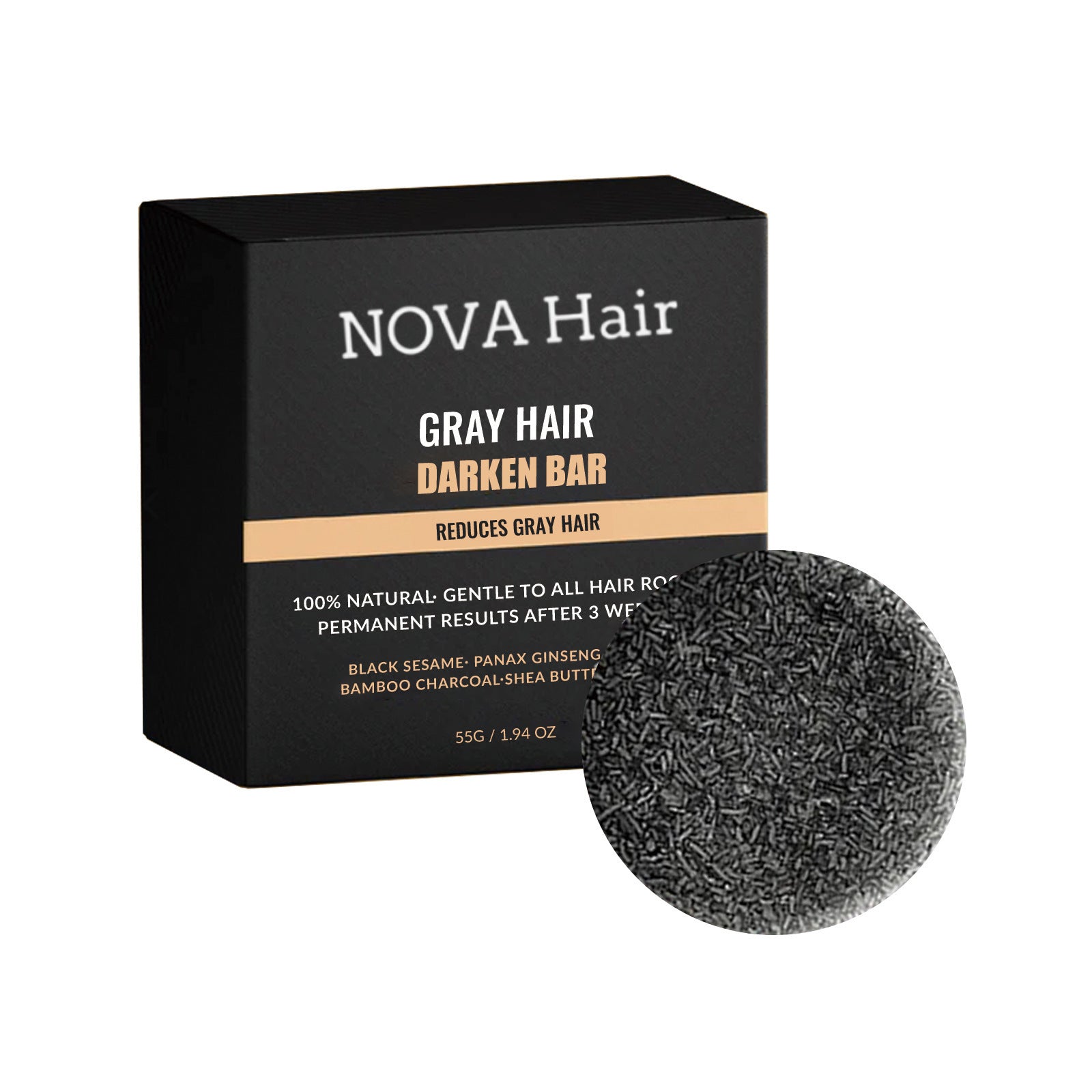 Black Hair Repair Soap – Dark Hair Enhancer with Charcoal, Ginseng, Sesame Oil & Vitamin E