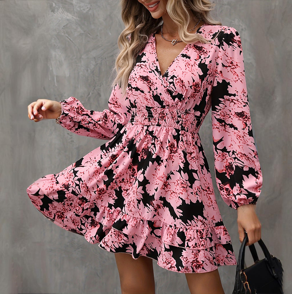 Sleeve A-Line Dress V-Neck,Dress