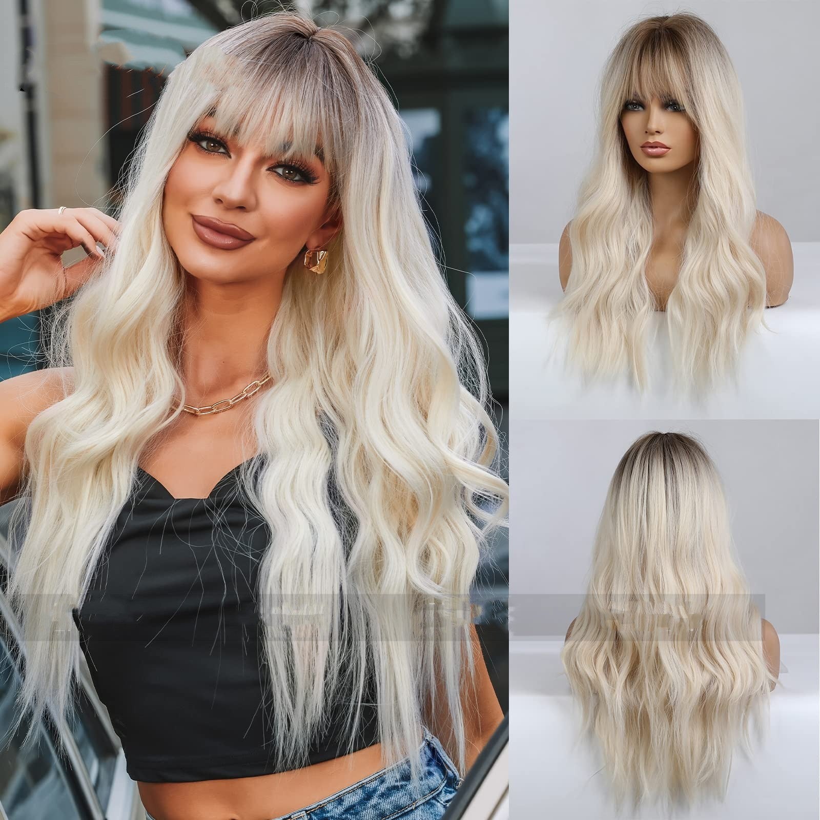 Blonde Brown Long Curly Wig