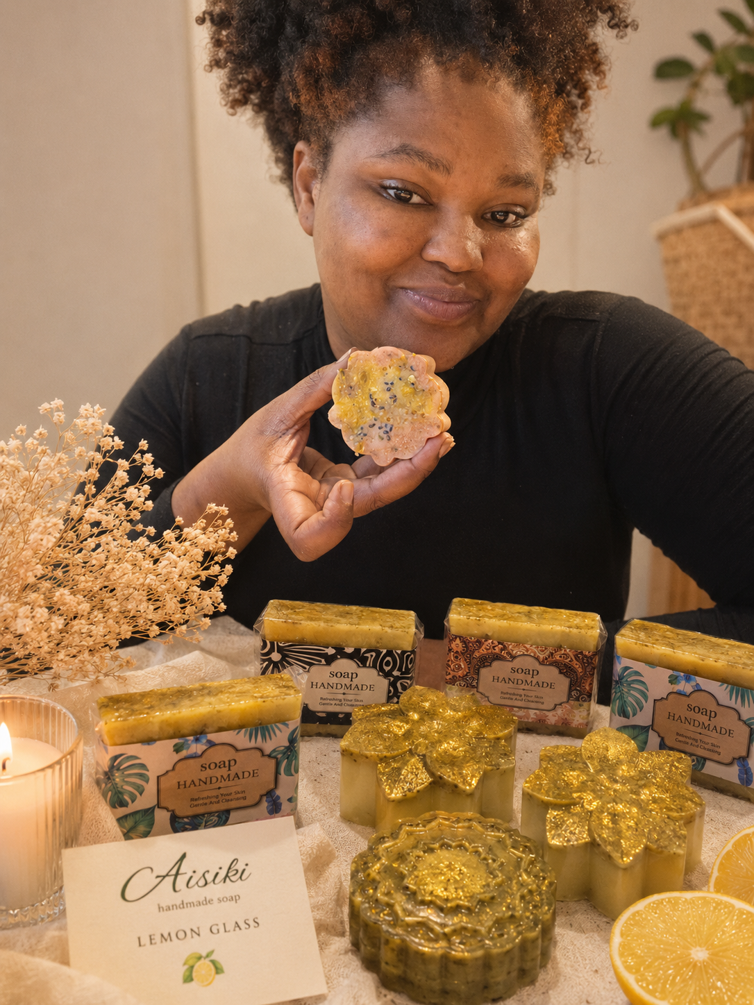 Lemon Coconut Shea Butter Square Soap with Oat &amp; Natural Seeds (External Use Only)