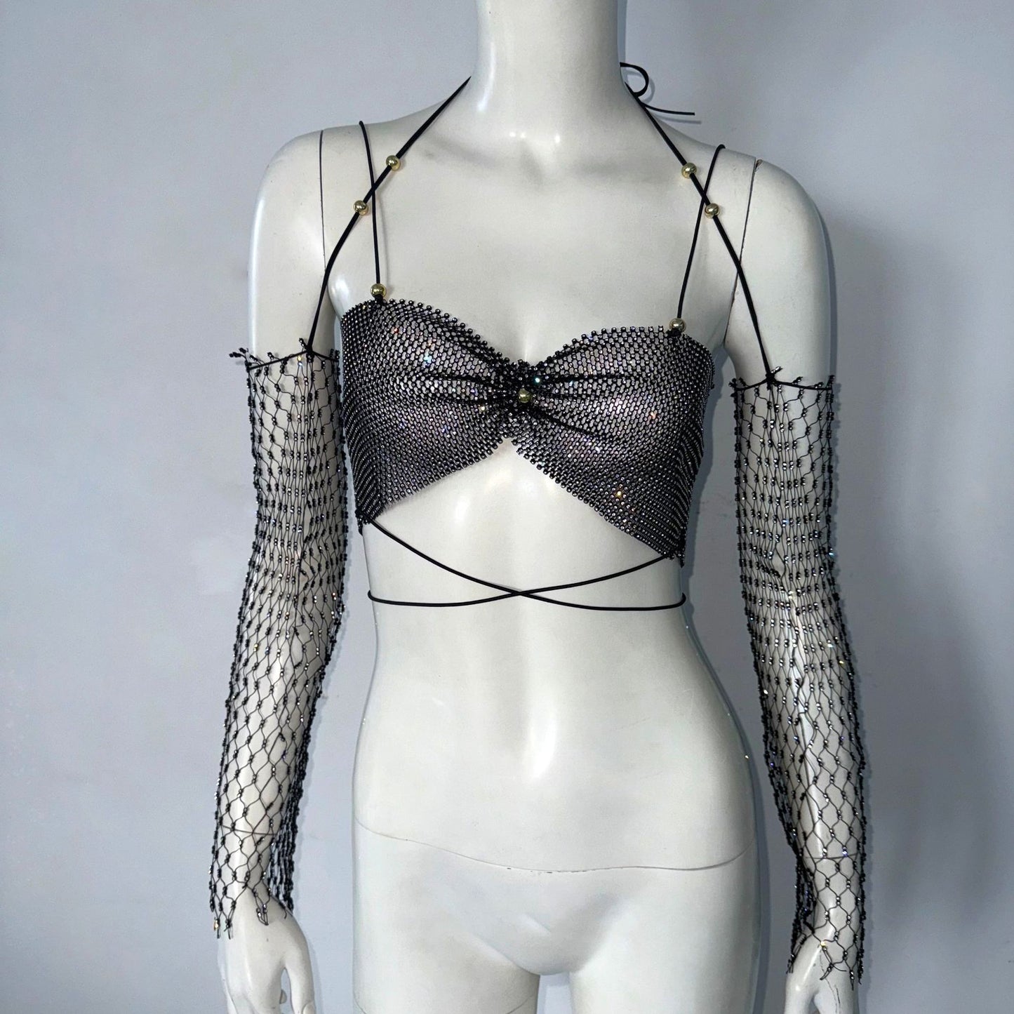 Women's Tops With Narrow Straps Oversleeves Two-piece Set