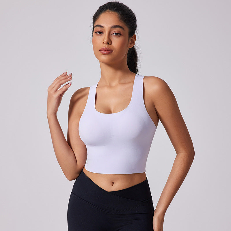 Nude Photosensitive Surface Cross Sports Vest Long Comfortable All-match Yoga Underwear