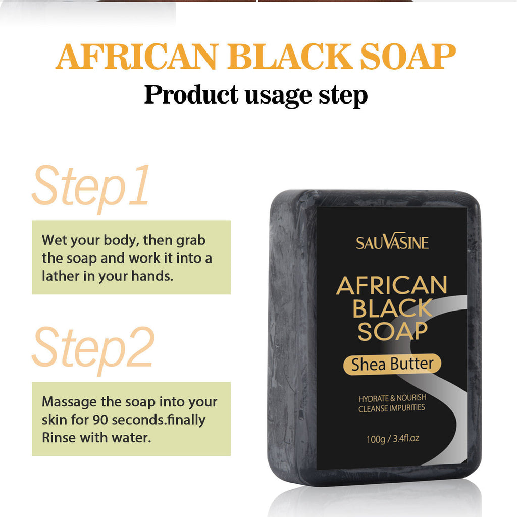 Organic African Black Soap 100g – Deep Cleansing & Moisturizing Body Bar with Shea Butter for All Skin Types