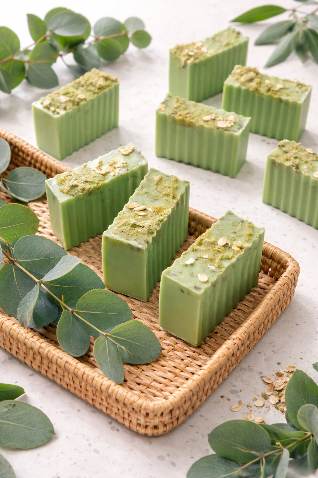 Aisiki Luxury Eucalyptus Handmade Soap |Medium Organic Shea Butter, Oat & Glycerin Moisturizing Bar for Natural Skin Wellness