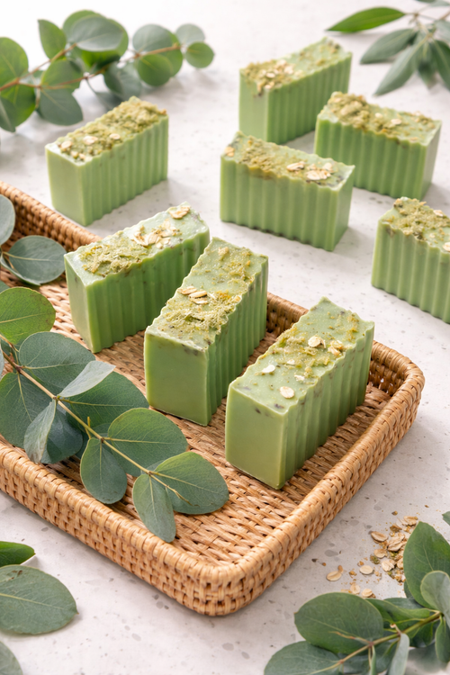 Aisiki Luxury Eucalyptus Handmade Soap |Medium Organic Shea Butter, Oat & Glycerin Moisturizing Bar for Natural Skin Wellness