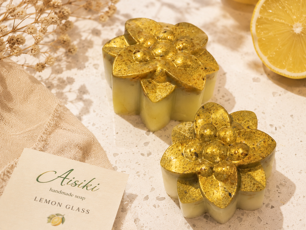 Lemon Coconut Shea Butter Flower-Shaped Soap with Oat & Natural Seeds (External Use Only)