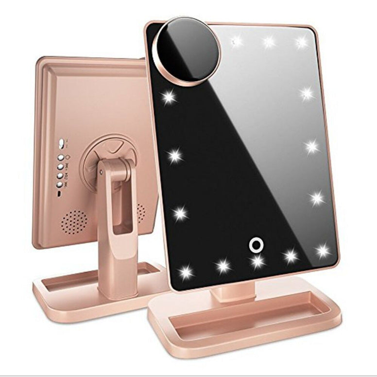 Touch Screen Makeup Mirror With 20 LED Light Bluetooth Music