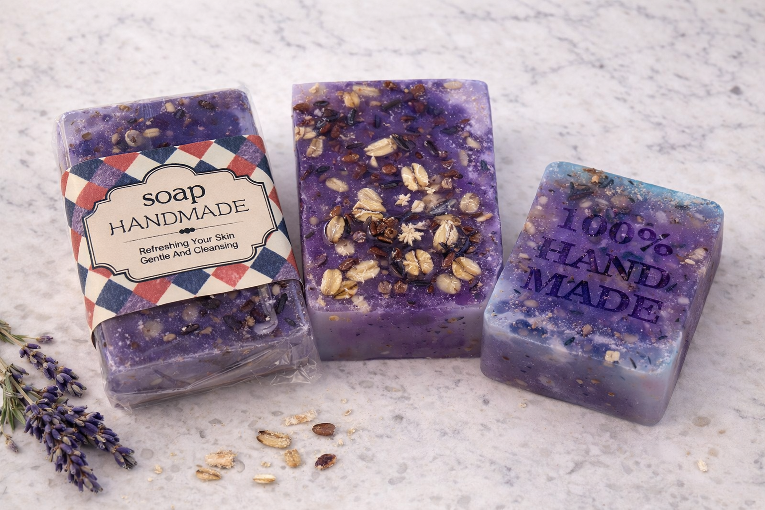 Handmade Lavender Soap with African Shea Butter and Oat