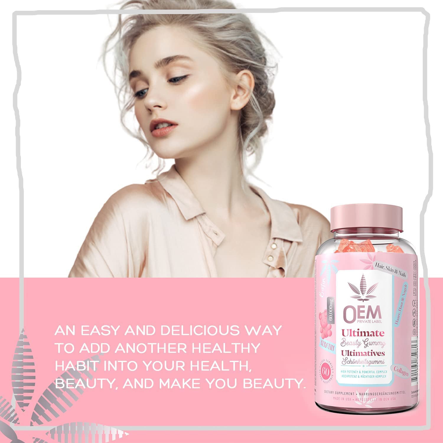 Hair Vitamin Jelly – Biotin, Collagen & Essential Vitamins for Hair Growth & Strength – 60 Gummies