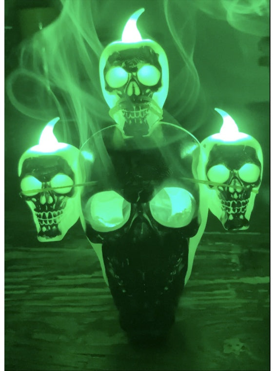 Halloween Decoration Skull Candle Light With Smoke Decoration Skull Candle Light