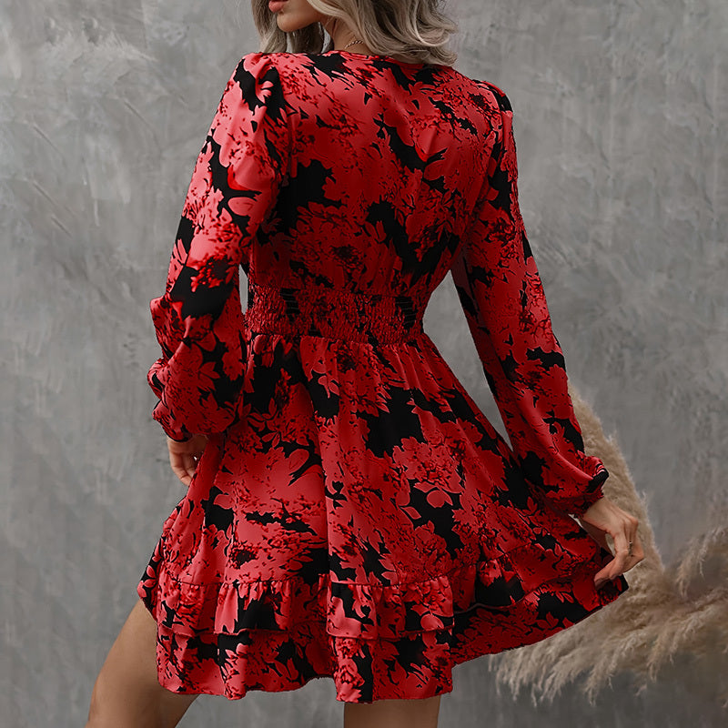 Sleeve A-Line Dress V-Neck,Dress