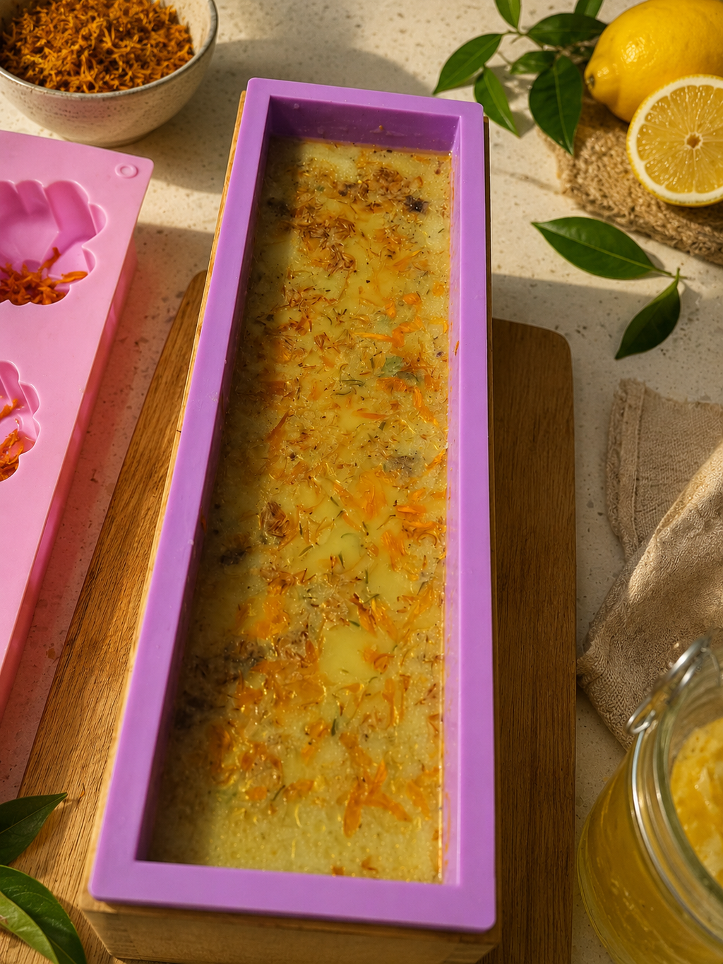 Lemon Coconut Shea Butter Square Soap with Oat &amp; Natural Seeds (External Use Only)