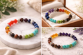 Aisiki Reiki Chakra Bracelet – Natural Stone Agate & Tiger Eye Crystal Healing Bracelet for Yoga, Balance & Energy Protection
