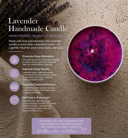 Aisiki Handmade Lavender Candle – Aromatherapy Candle for Relaxation, Sleep & Calm (Small)
