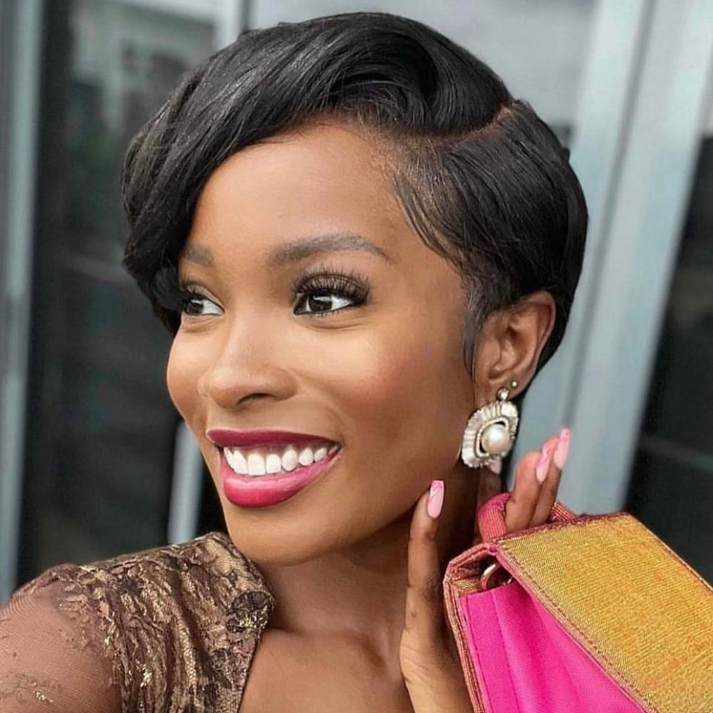 short black Human Hair Wig