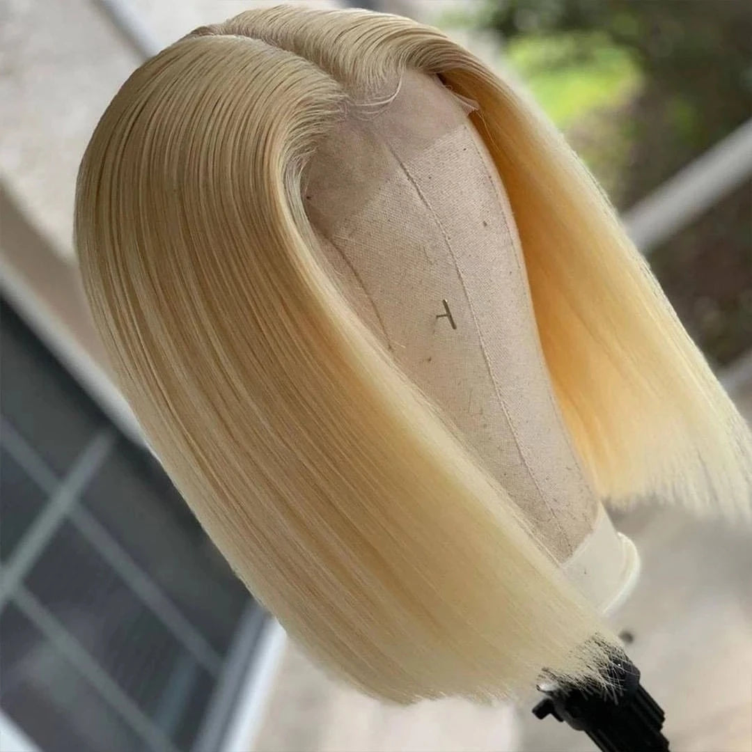 613 Blonde Bob Wigs Human Hair 180% Density Brazilian Virgin Hair