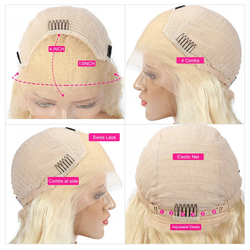 613 Blonde Bob Wigs Human Hair 180% Density Brazilian Virgin Hair
