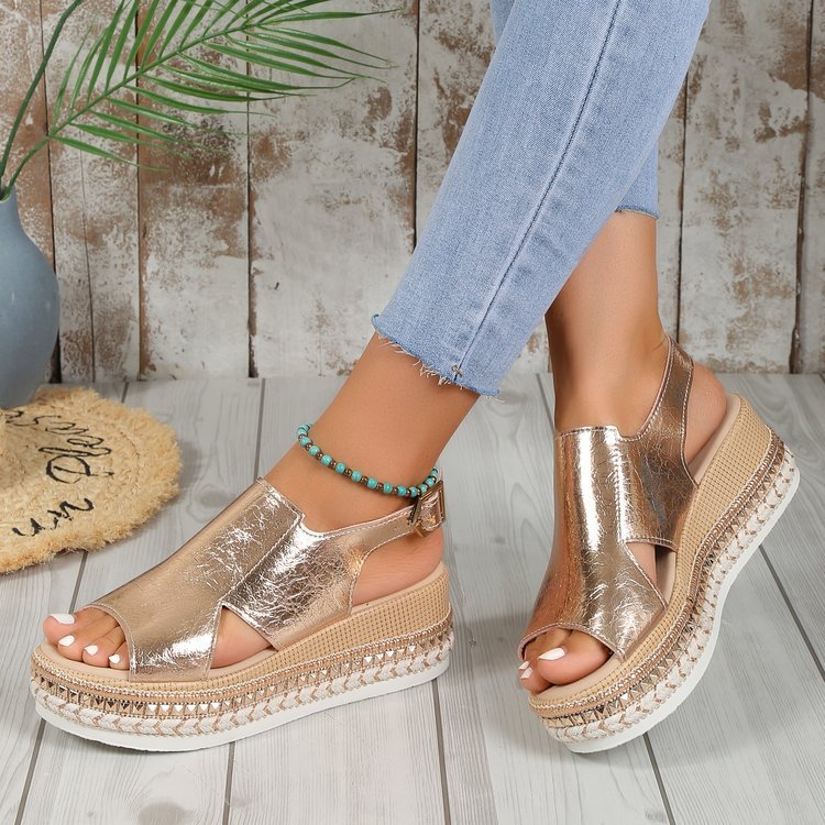 Summer Shiny Sandals Hollow Design Fish Mouth Sandal For Women