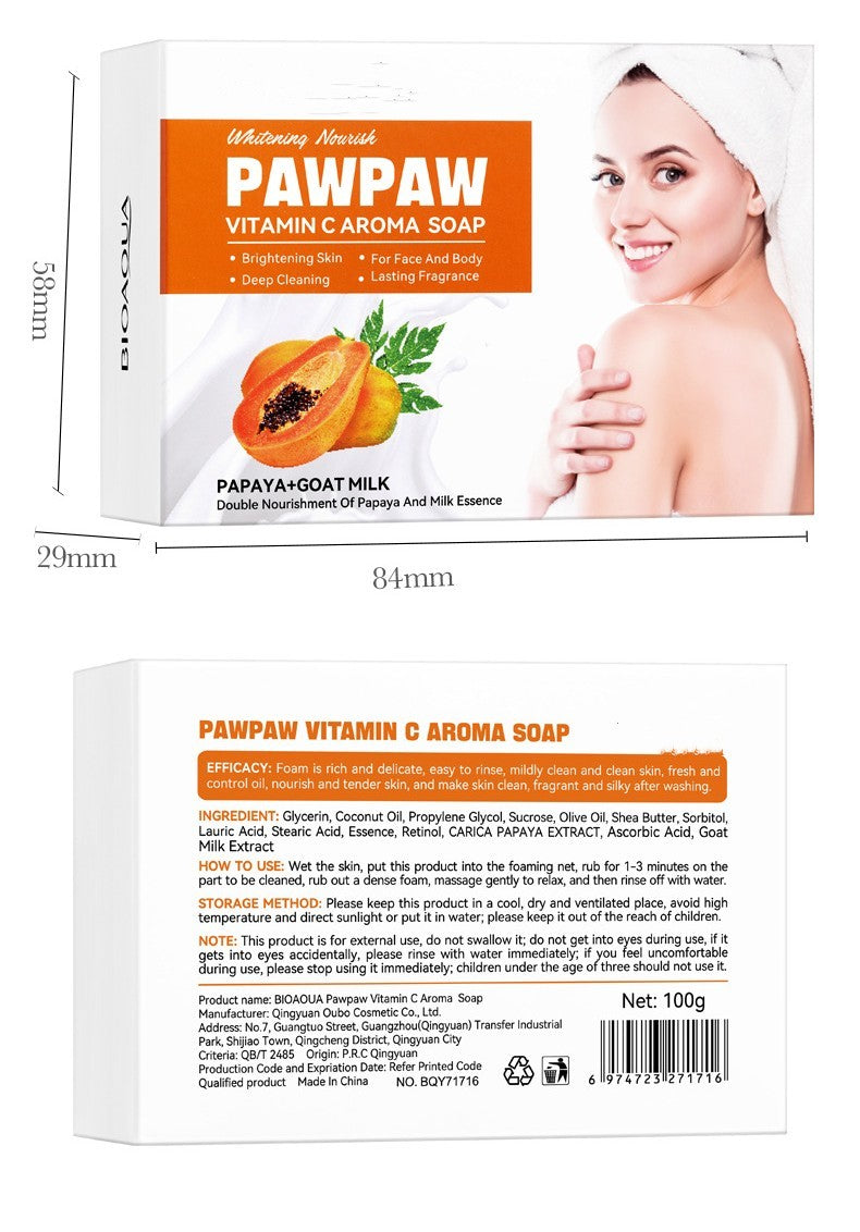 Papaya Vitamin C Handmade Soap – Moisturizing & Brightening Face & Body Bar for All Skin Types (100g)