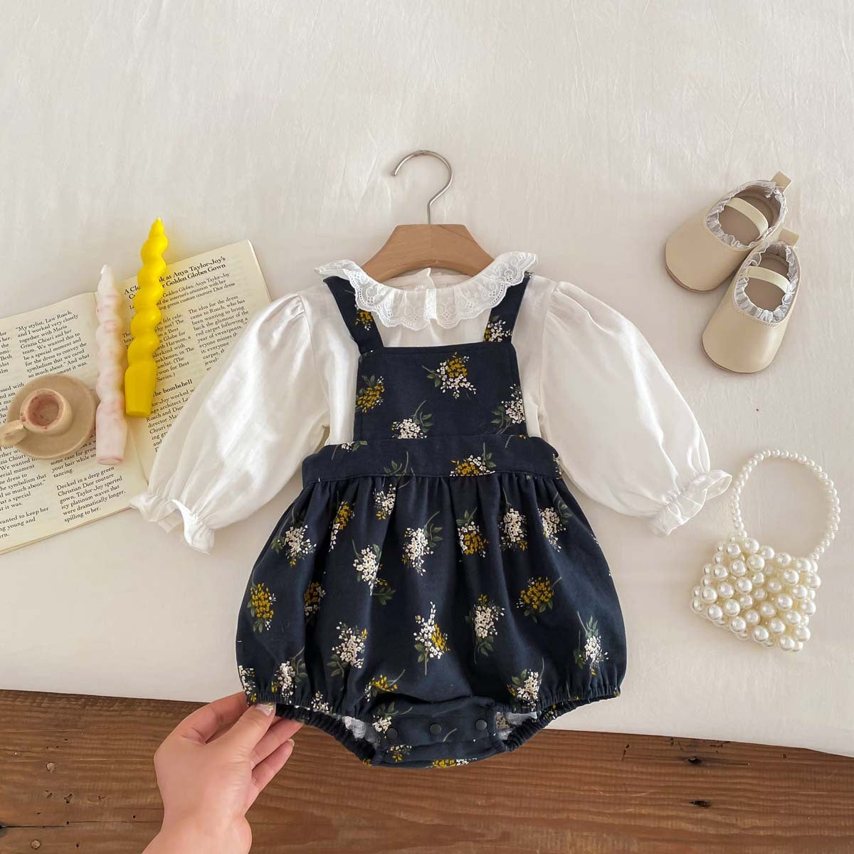 Baby Spring Clothes Small Floral Suspender Jumpsuit For Women