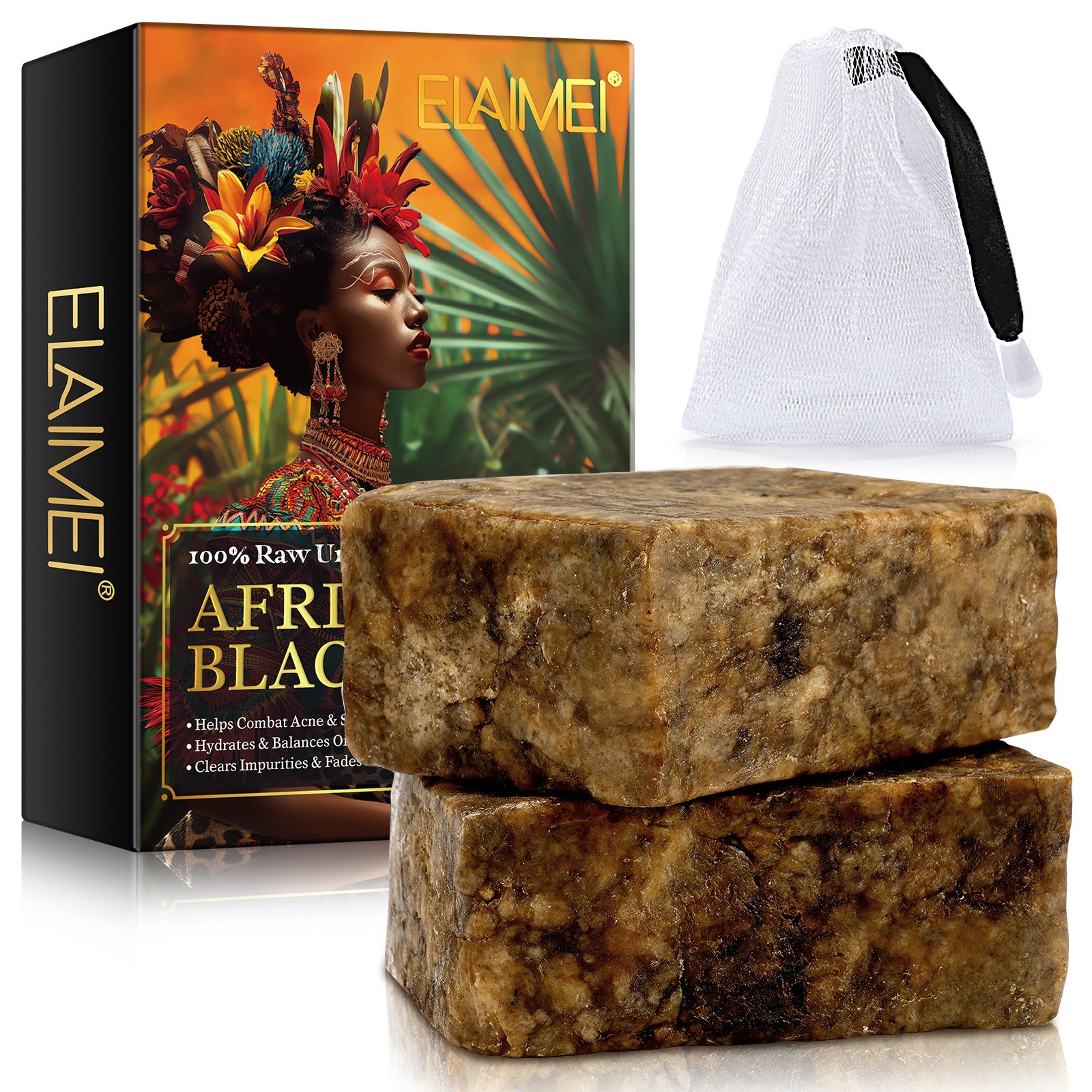 100g African Black Soap – Handmade Natural Skincare Bar for Acne & Oil Control