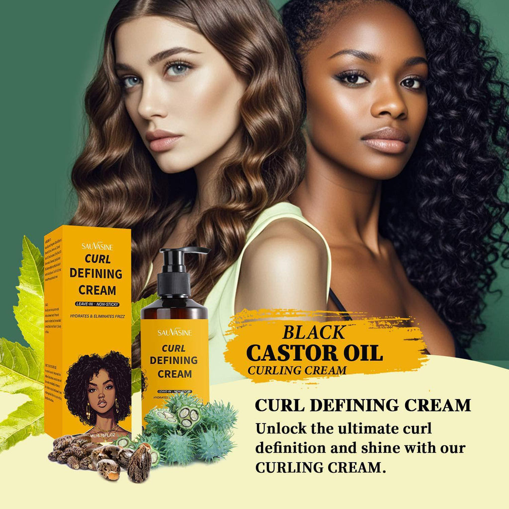 Curly Defining Cream with Castor Oil 200ml – Frizz Control & Long-Lasting Curl Shape for Natural Hair