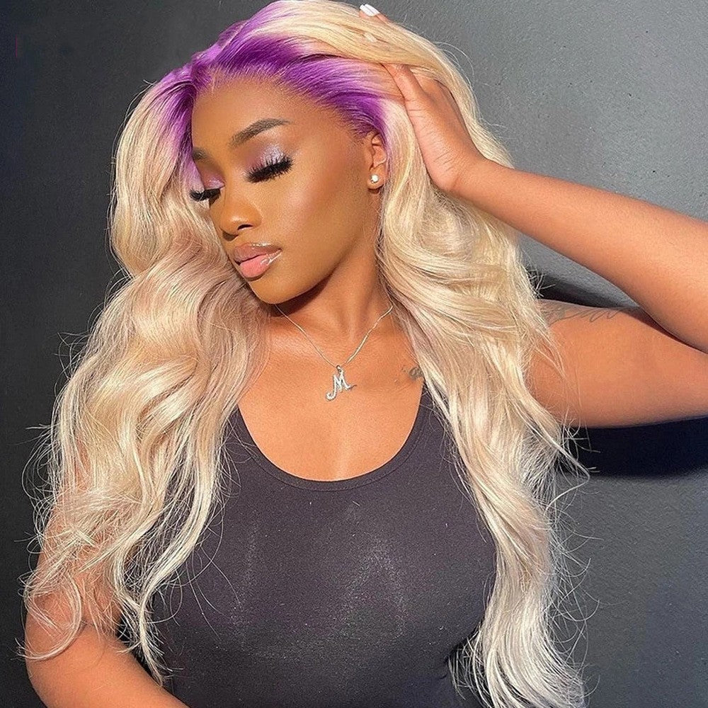 Purple human wig
