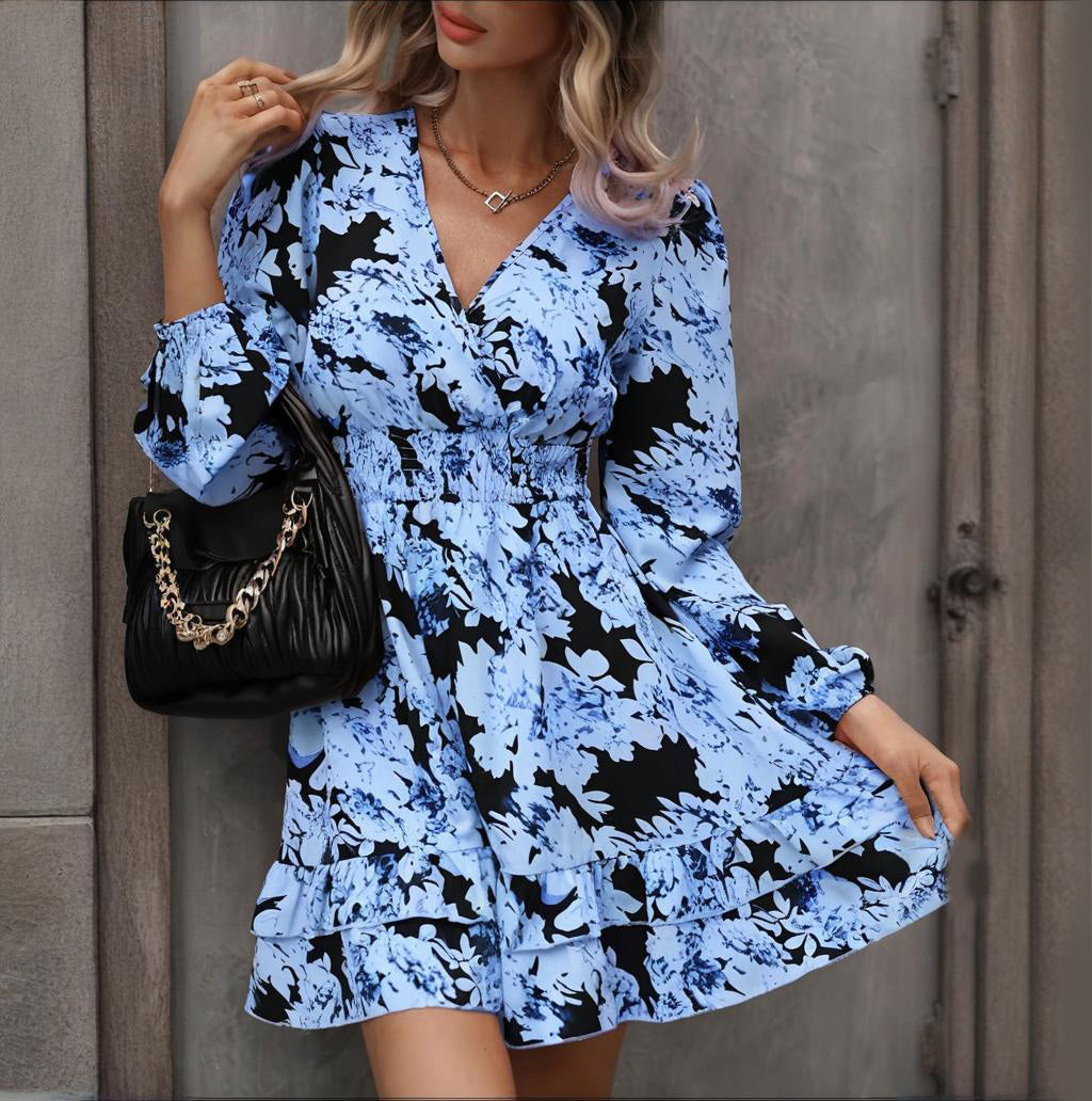 Sleeve A-Line Dress V-Neck,Dress