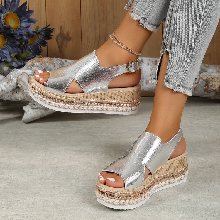 Summer Shiny Sandals Hollow Design Fish Mouth Sandal For Women