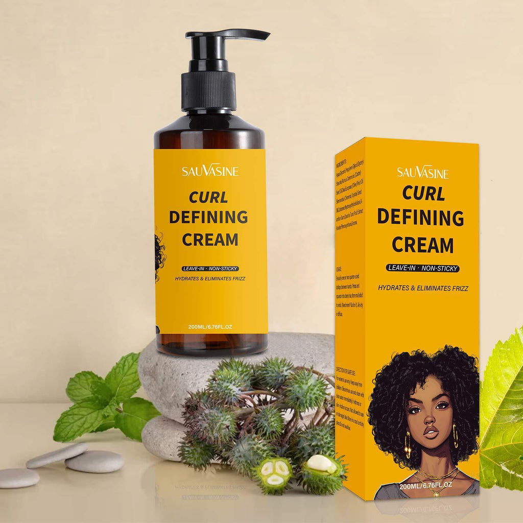 Curly Defining Cream with Castor Oil 200ml – Frizz Control & Long-Lasting Curl Shape for Natural Hair